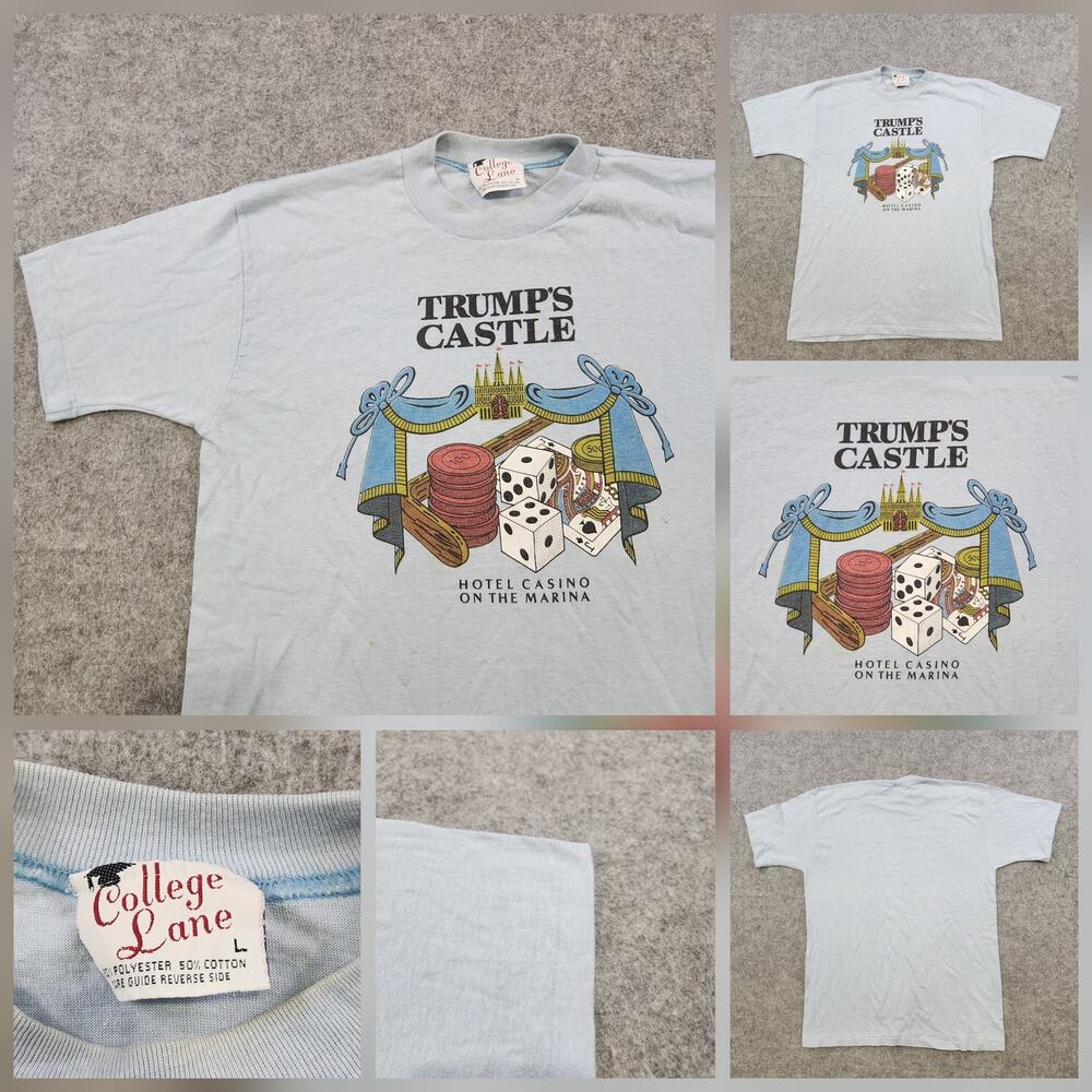 VTG Trump's Castle T Shirt Mens Large Casino Hotel Graphic 80s USA Single Stitch